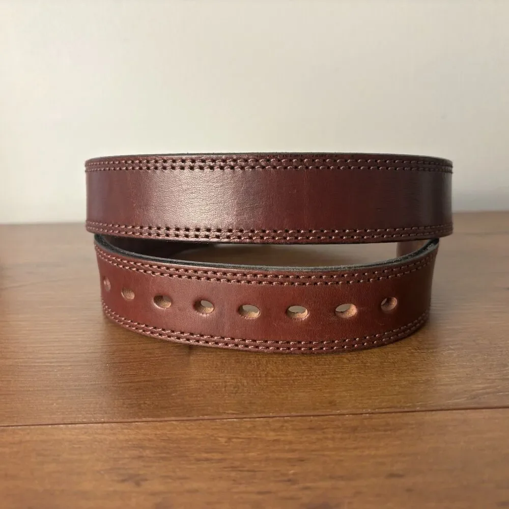 Bullhide Belts The Eastwood Mens Brown Double Stitched Leather Belt Max Thick 32